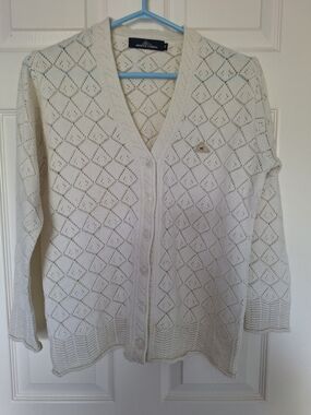 Monte Carlo Cream Openwork V-Neck Button Cardigan